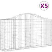 vidaXL Gabionen met boogvorm, 5 stuks, 200x30x100/120 cm, verzinkt staal