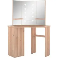 vidaXL Hoekkaptafel met LED 111x54x141,5 cm eikenkleurig