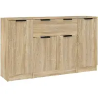 vidaXL Dressoirs 3 st bewerkt hout sonoma eiken
