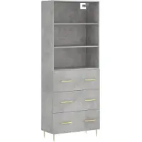 vidaXL Hoge kast 69,5x34x180 cm bewerkt hout betongrijs