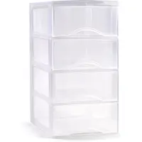 Forte Plastics Plasticforte Ladeblokje/bureau organizer 4x lades - transparantA - L26 x B37 x H49 cm - Ladeblok