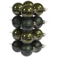 Othmar decorations Othmar Kerstballen - 16x st - donkergroen - 8 cm - glas - Kerstbal