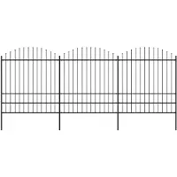 vidaXL Tuinhek met speerpunt staal 504x200 cm zwart