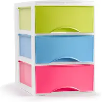 Forte Plastics Plasticforte Ladeblokje/bureau organizer 3x lades - gekleurd - L26 x B37 x H37 cm - Ladeblok