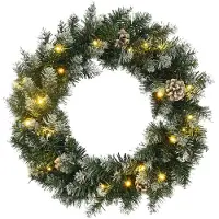 vidaXL Kerstkrans met LED-verlichting, groen, 60 cm, PVC