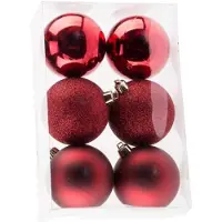 Cosy & Trendy Kerstballen - 6x st - rood - 8 cm - kunststof - Kerstbal