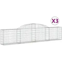 vidaXL Schanskorven 3 st gewelfd 300x30x60/80 cm gegalvaniseerd ijzer