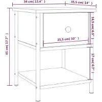 vidaXL Nachtkastje 34x35,5x45 cm bewerkt hout sonoma eikenkleurig