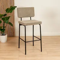 Bronx71 Scandinavische barkruk Espen taupe gerecyclede stof 64-77 cm - Barkrukken set van 4 - barstoel