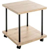 Haku bijzettafel, vierkant, melaminehars-coating, 4 zwenkwielen (2 vergrendelbaar), B 400 x D 400 x H 450 mm, zwart/licht eiken