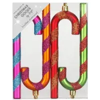 Merkloos 16x Kunststof zuurstok kerstballen/kersthangers gekleurd 14 cm - Kersthangers