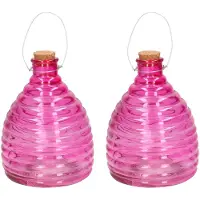 Svenska Living Set van 2x stuks wespenvanger/wespenval roze van glas 21 cm - Ongediertevallen - Ongediertebestrijding