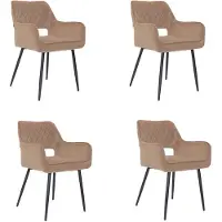 Bronx71 Velvet eetkamerstoel Mika taupe - Eetkamerstoelen set van 4.