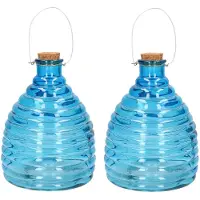 Svenska Living Set van 2x stuks wespenvanger/wespenval blauw van glas 21 cm - Ongediertevallen - Ongediertebestrijding