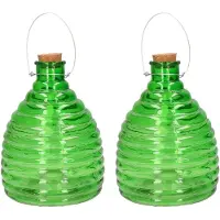 Svenska Living Set van 2x stuks wespenvanger/wespenval groen van glas 21 cm - Ongediertevallen - Ongediertebestrijding