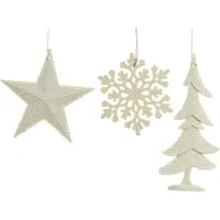 Décoris 10 stuks! Hanger Kerstbal plastic glitter wit