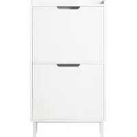 SoBuy FSR151-W Schoenenkast Met 3 Kleppen, Schoenencommode, Schoenenrek, Schoenenkist, Gangkast, Opbergkast Voor Schoenen - 50x19x129 cm - Wit