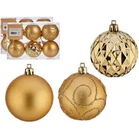 Krist+ kerstballen - 12x stuks - goud - kunststof - gedecoreerd - Kerstbal