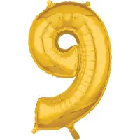 Amscan Cijfer "9" Goud Folie Ballon, 43 x 66 cm