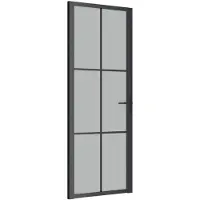 vidaXL Binnendeur 76x201,5 cm matglas en aluminium zwart