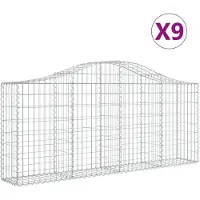 vidaXL Schanskorven 9 st gewelfd 200x30x80/100 cm gegalvaniseerd ijzer