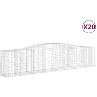 vidaXL Gabionen met boogvorm, 20 stuks, 400x50x80/100 cm, verzinkt staal