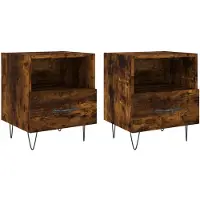 vidaXL Nachtkastjes 2 st 40x35x47,5 cm bewerkt hout gerookt eikenkleur