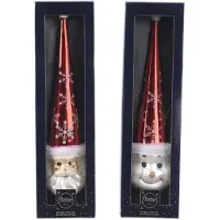 Décoris Kerst Piek glas figuur d7,5 en h30 cm rood/wit