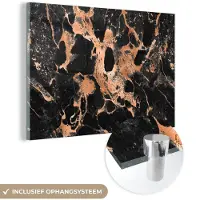 MuchoWow Glasschilderij 180x120 cm - Schilderij acrylglas - Marmer - Steen - Luxe - Foto op glas - Schilderijen