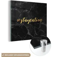 MuchoWow Glasschilderij 20x20 cm - Schilderij acrylglas - Quotes - Vakantie - Marmer - Foto op glas - Schilderijen