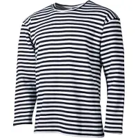 MFH Russisch marine strandshirt - wit met blauw - lange mouw - warme variant met geruwde zachte binnenkant - MAAT 4XL - OVER-SIZED