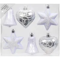 Merkloos Christmas Goods Kersthangers - 6x - figuurtjes - wit - 9 cm - Kersthangers