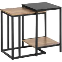 SoBuy FBT99-F Bijzettafel - Zwarte Compositiehout Salontafel Set van 2