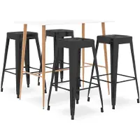 vidaXL 5-delige Barset wit en zwart