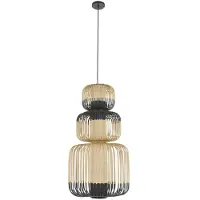 Forestier Hanglampe , Bamboo, dimbare, Zwart, Woonkamer, Bamboe, Designer