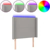 vidaXL Hoofdbord LED 103x16x118/128 cm stof lichtgrijs