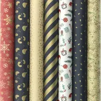 Benza Winter Garden en Zwarte Parel kerstpapier cadeaupapier inpakpapier - 200 x 70 cm - 7 rollen
