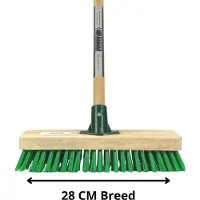 Synx Tools Mosbezem 28 - schrobborstel - schrobbezem - Incl. bezemsteel 120 cm
