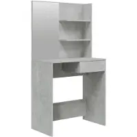 vidaXL Kaptafel met spiegel 74,5x40x141 cm betongrijs