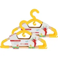 Storage solutions kledinghangers voor kinderen - 24x - kunststof/hout - geel - Sterke kwaliteit