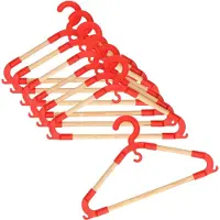 Storage solutions kledinghangers voor kinderen - 18x - kunststof/hout - rood - Sterke kwaliteit