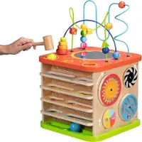 Goki AKTIVITEITENKUBUS XXL 35x35x54cm, hout en metaal, 1+