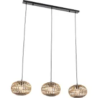 QAZQA Oosterse hanglamp bamboe 3-lichts langwerpig - Amira