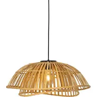 QAZQA Oosterse hanglamp zwart met naturel bamboe 62 cm - Pua