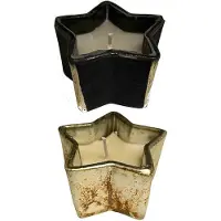 Home Society Set van 2 waxinelichtjes Keva - POEDER ZWART 5x8x8 cm