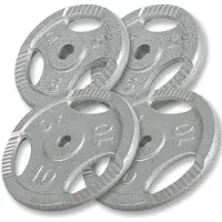 Gorilla Sports Voordeelbundel 30 kg - 2 x 5 + 2 x 10 kg - Gripper Gietijzer Zilver - 30/31 mm