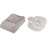Apollo Fleece deken grijs 125 x 150 cm met voetenwarmer slof olifant one size - Voetenwarmers