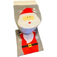 HEM Kerstman wc bril hoes met wc mat - toiletbril cover (45x39 cm) + toiletmat