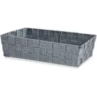 Kipit Kast/badkamer opbergmandjes zilvergrijs 34 x 21 x 8,5 cm - Opbergmanden