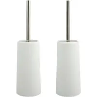 Spirella MSV Toiletborstel houder/WC-borstel - 2x - ivoor wit - kunststof - 35 cm - Toiletborstels